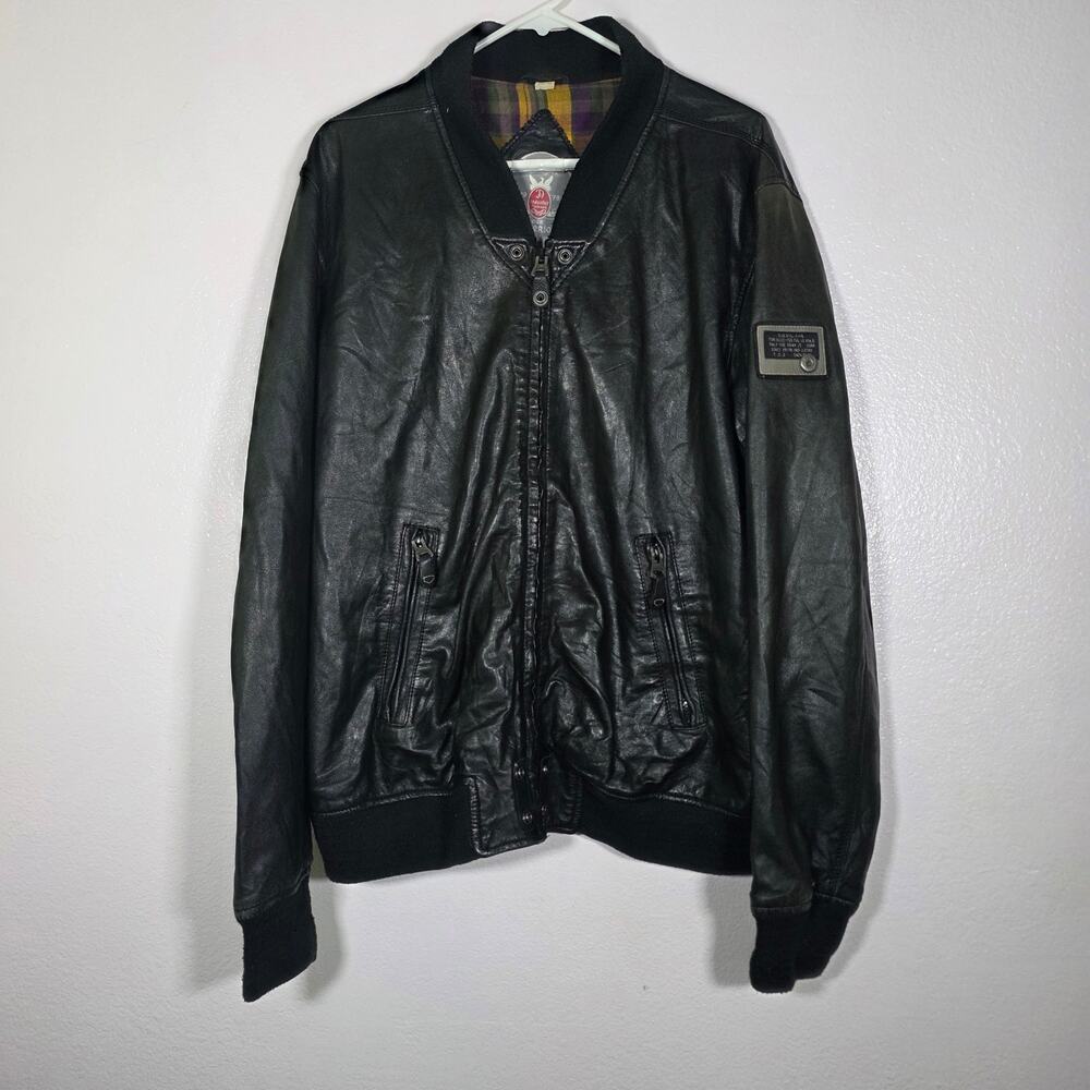 Vintage Diesel Industry Superior Sheepskin Leather Jacket Black Mens XL